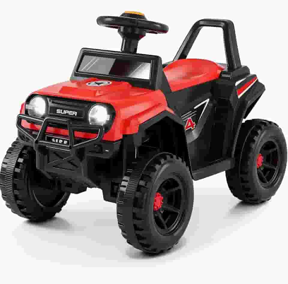 Jipe Elétrico Infantil 6V Off-Road com Rodas Grandes URBANIUS, Luzes, Buzina e Som, Aceleração por Pedal, Certificação INMETRO, 1 a 4 Anos, Até 30 kg
