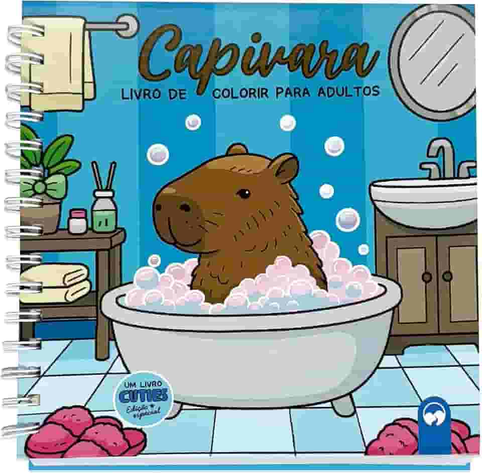 Cuties Edição Especial de Luxo - Capivara: Livro de Colorir para Adultos com Capa Dura, Ilustrações de Capivaras e Lâmina de Acetato