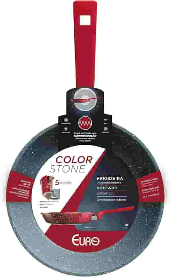Euro Home - Frigideira 22 cm de Alumínio com Antiaderente ColorStone Volcano - ALU8259-VO