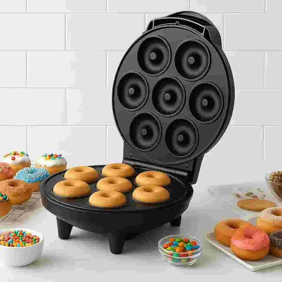 Máquina de Donuts 110V e Mini Cake Antiaderente Elétrica Capacidade para 7 Rosquinhas, Rápida, Efiiciente e Fácil de Limpar