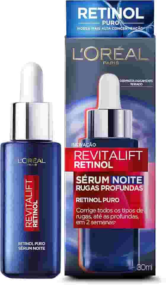 L'Oréal Paris Revitalift Pro-Retinol, Sérum Facial Antirrugas com Retinol Puro de Uso Noturno, Melhora a Firmeza da Pele e Reduz Rugas Profundas em 2 Semanas, 30ml