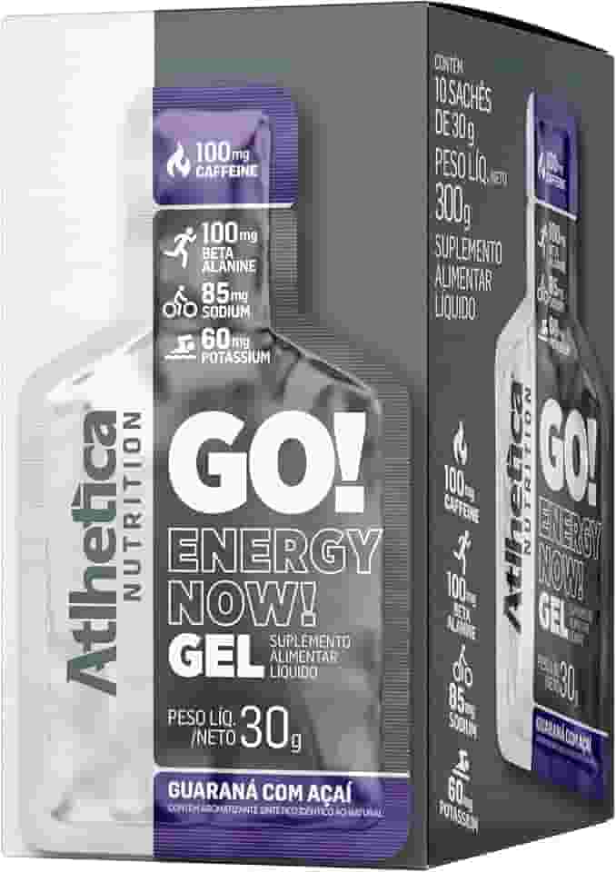 Atlhetica Nutrition GO! ENERGY NOW GEL (10 sachês de 30g) Guaraná com Açaí, Multicolorido.