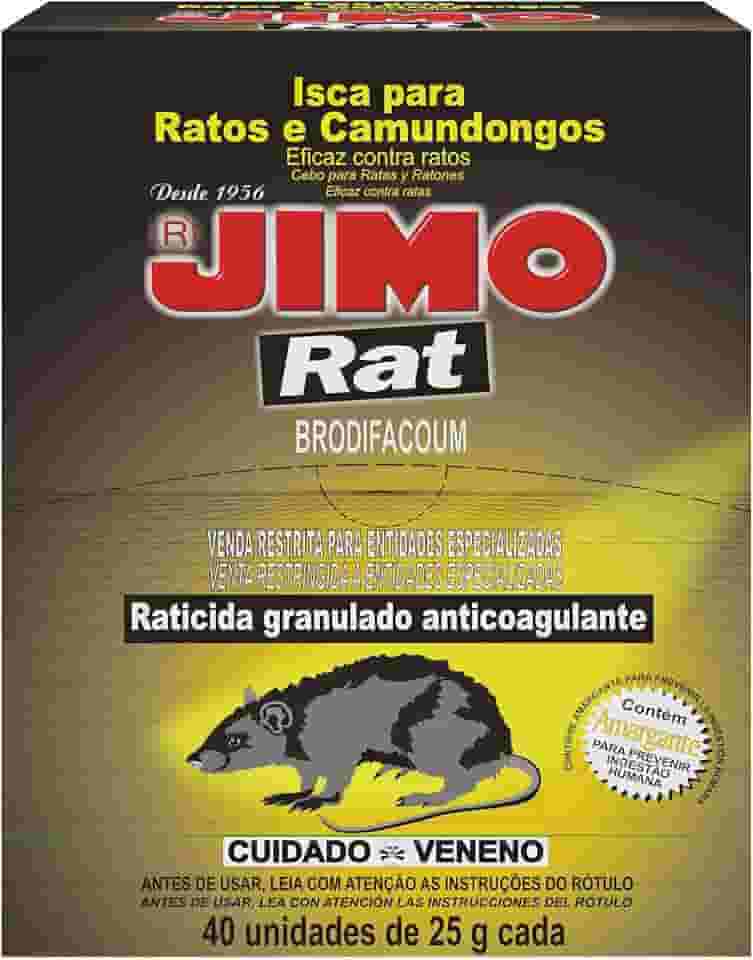 Raticida Iscas para Ratos e Camundongos 40X25G Jimo Rat Eficiente Pronto Uso Controle de Pragas