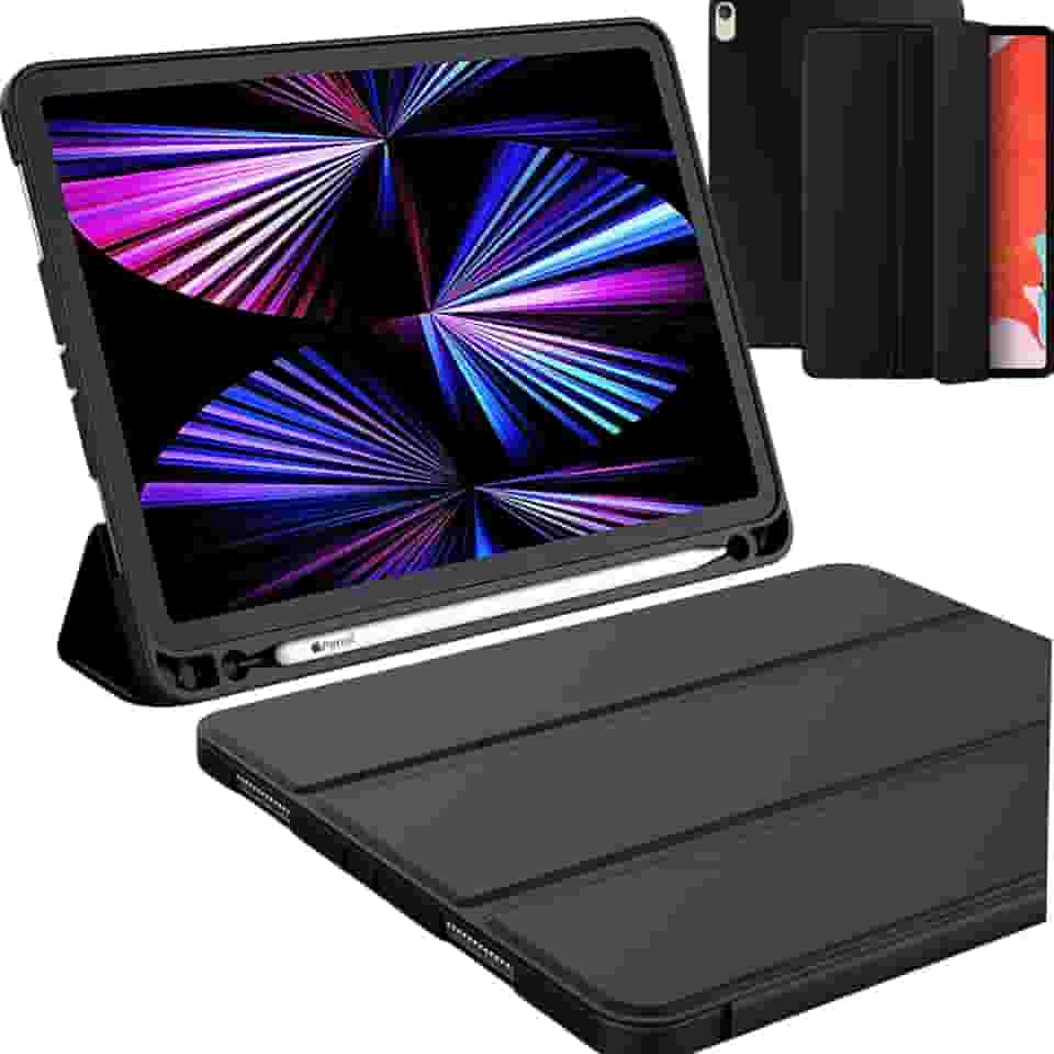 Capa iPad 10.2' Polegadas 7ª 8ª 9ª Geração – Slim Magnética Cor Preto Anti-Choque Suporte Caneta Pencil Smart Cover Proteção Total Ajustavel Vários Angulos