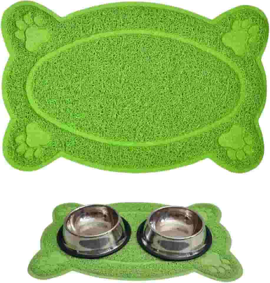 Tapete Pet em PVC, Jogo Americano, para Comedouro e Bebedouro, Caixa de Areia, Gatos e Cachorros, Limpeza e Organização, Fácil Limpar e Higienizar. 40x26cm (Verde, ÚNICO)