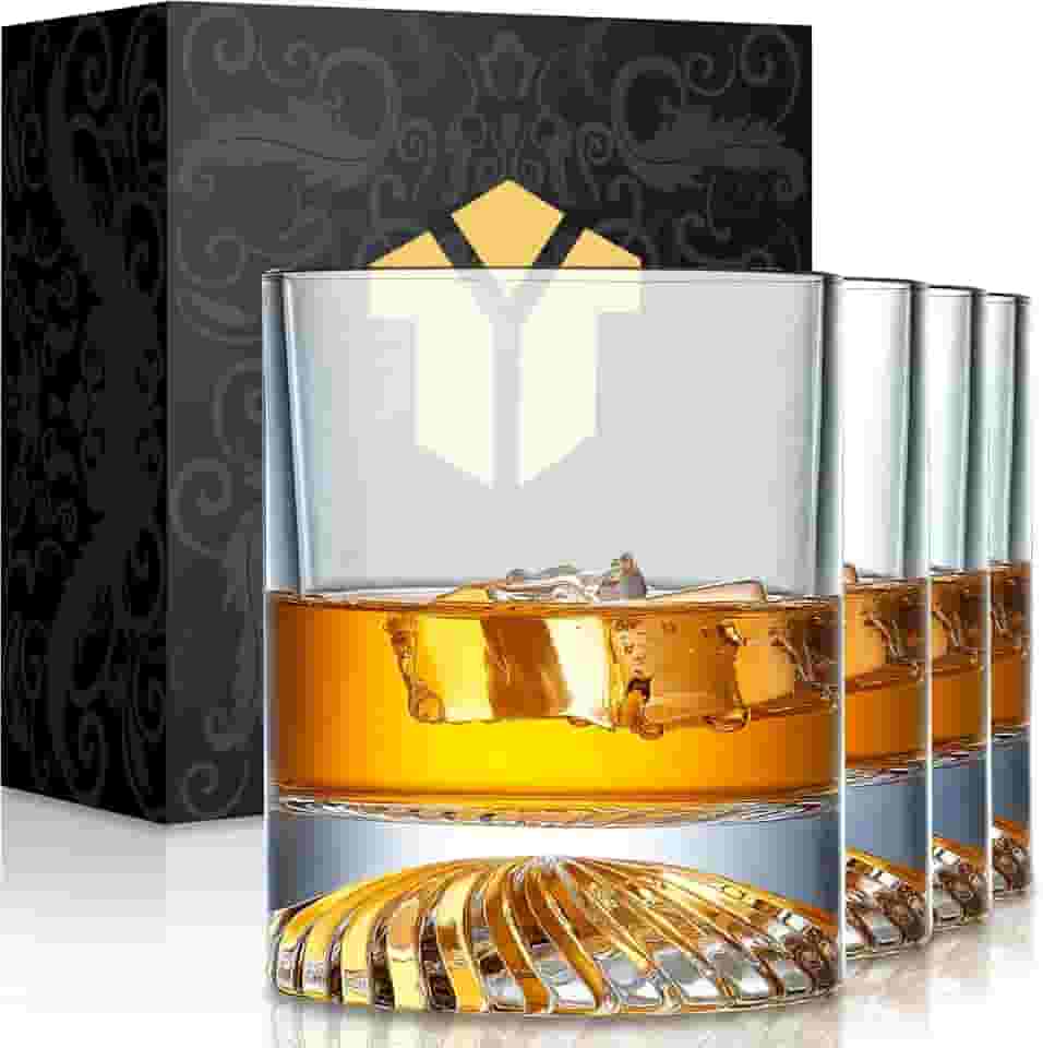 Whiskey Glasses Old Fashioned Glasses Set of 4 12oz Rocks Glasses Gift for Men Women Drinking Bourbon Scotch Cocktails Rum Cognac Vodka at Bar Home