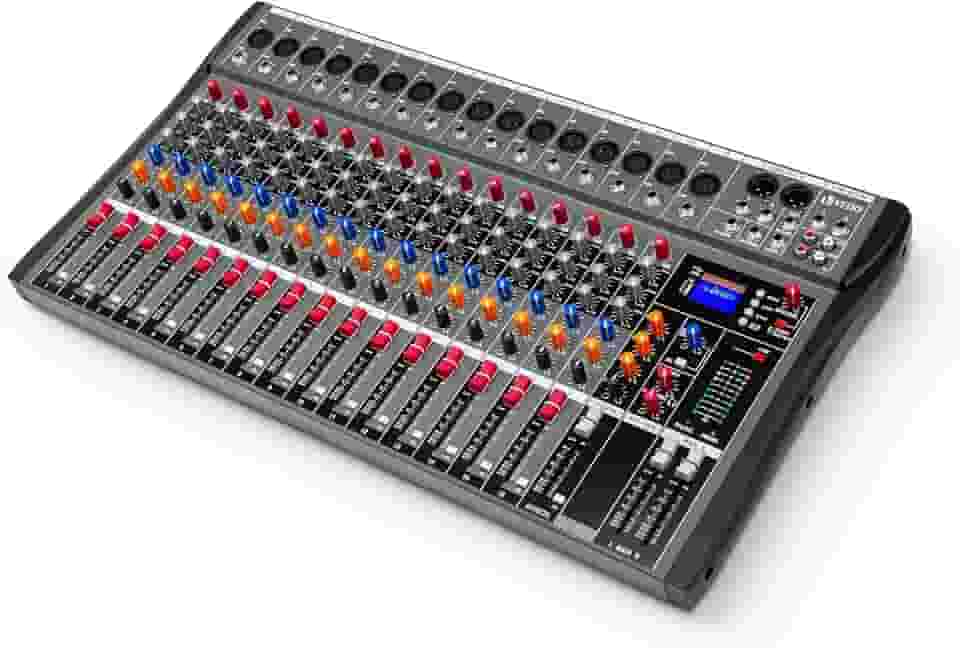 VDA216L Mixer Profissional 16 Canais para Shows ao Vivo, Karaokê - USB/Bluetooth, Efeito de Reverb, Saída de Monitoração, Controle de Som de Estúdio e Palco (Alimentação 110V/220V)
