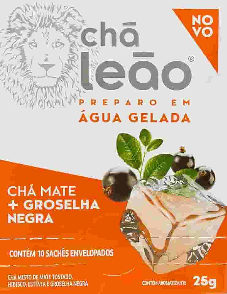 Leão Chá Mate Com Groselha Negra Preparo Em Água Gelada Fuze Com 10 Saquinhos