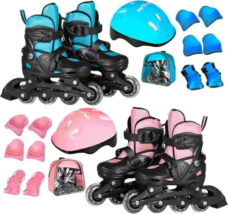 HOLTTER Patins Roller Ajustável Infantil com Kit de Proteção Completo Patins Roller Infantil Adoslecente Rosa Roller Patins Infantil Adolescente Rosa Adulto Patins Roller Infantil Acessórios