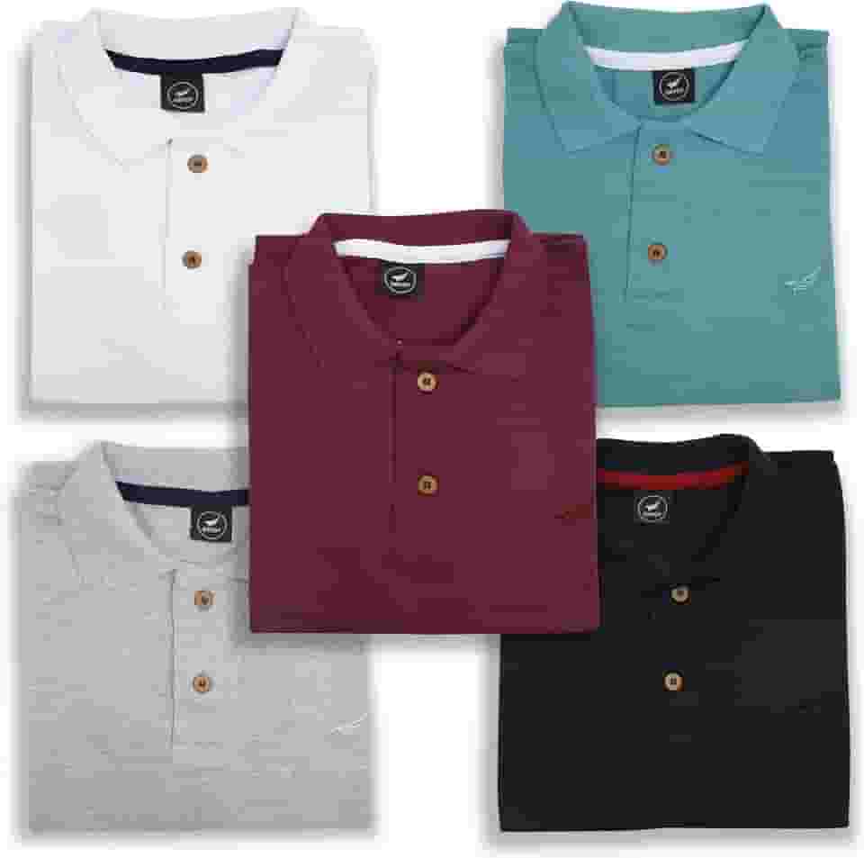 Kit 5 Camisa Polo Envoy Tecido Piquet Básica Masculina
