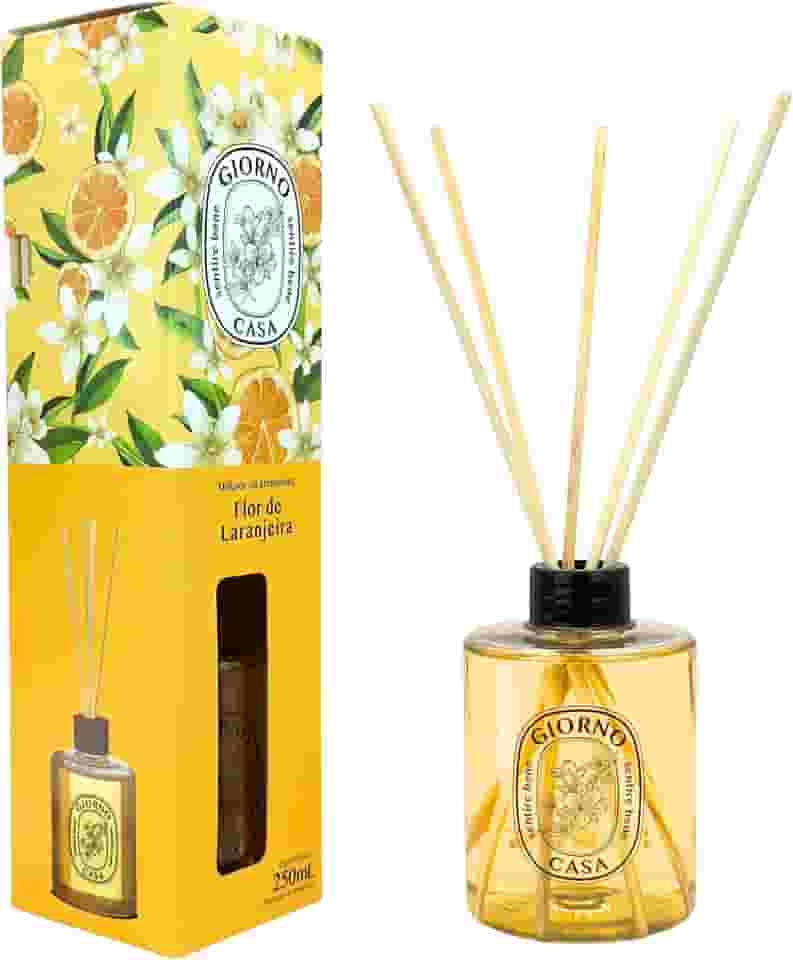 Difusor de Fragrância Para Casa Perfumada e Aromatizada, Flor de Laranjeira, Giorno Casa, 250 ml, Laranja