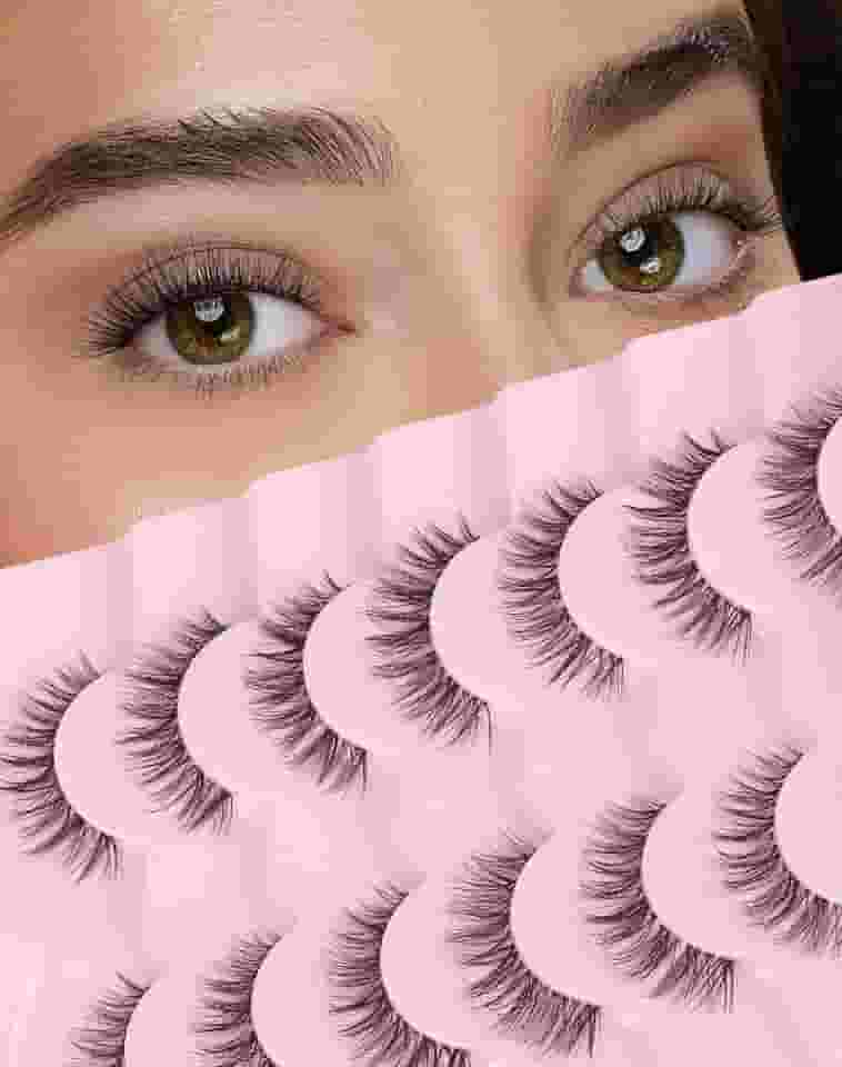 Cílios postiços Wispy cílios postiços naturais cílios de vison tiras pequenas cílios Wispies cílios curtos aparência natural cílios olhos pacote 7 pares