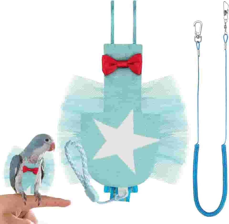 CAIRIAC Arreio de fraldas para pássaros, roupa de papagaio com coleira de treinamento de pássaros, tamanho pequeno para mel, papagaios, periquitos, periquitos, canários, tentilhões, monge, pintinhos,