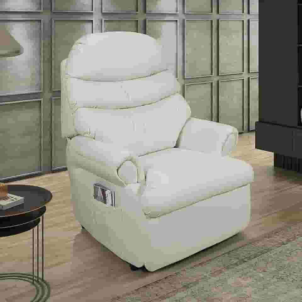 Poltrona do Papai Reclinável Cadeira Corano Soft Vovô (GELO)