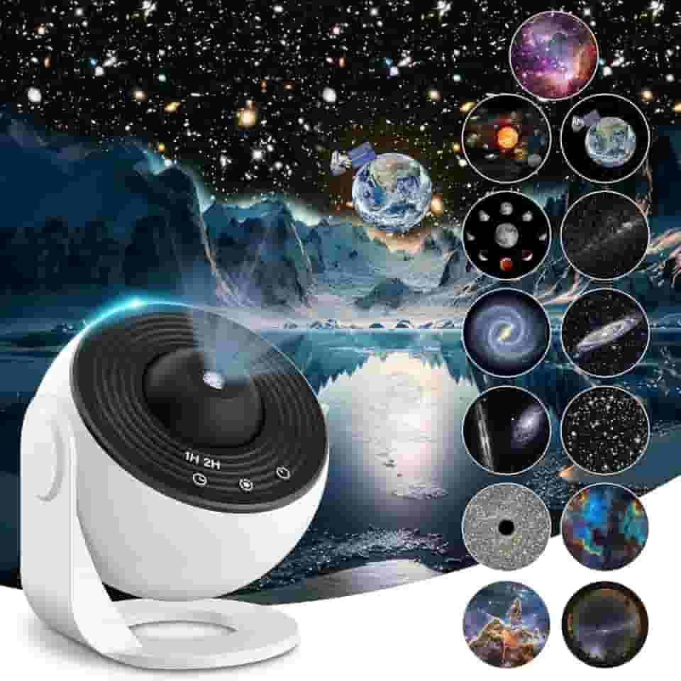 Projetor de Luz Galaxia, Projetor Galaxia, Projetor de Estrelas, Projetor de Luz, Galaxy Projector, Lâmpada de Projeção de Nebulosa Rotativa de 360, luz Noturna para Quarto, Preto E branco