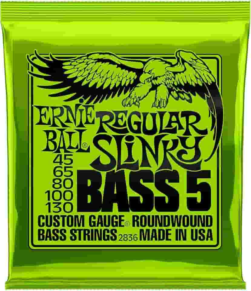 Cordas para baixo Ernie Ball Regular Slinky P02836, revestimento de níquel, calibre 45-130