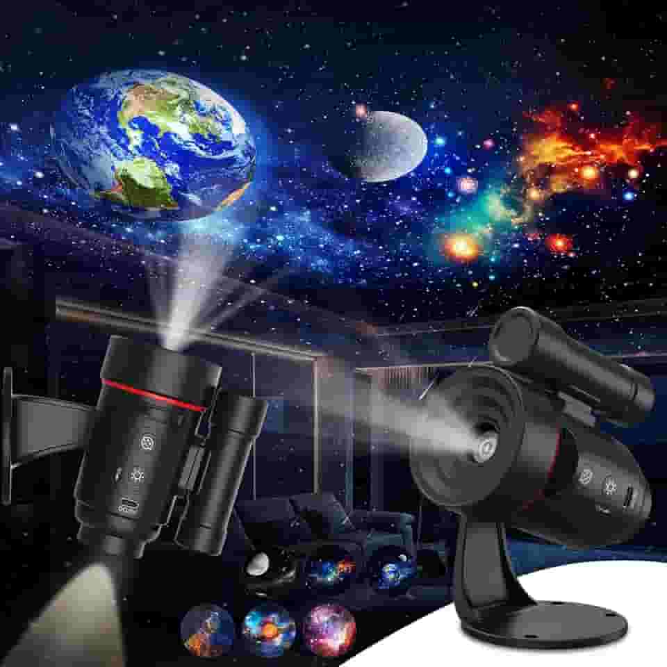 Projetor Galaxy Star, projetor planetário HD recarregável com bateria de 2000 mAh, projetor de teto montado na parede, rotação de 360° com cenários de nebulosa, luzes de quarto para decoração de