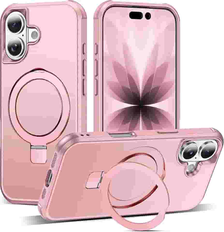 Capa compatível com iPhone 2025 com suporte magnético invisível para iPhone 2025 6,1 polegadas [compatível com Mag-Safe] [ótima sensação de aderência], ouro rosa