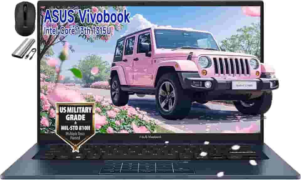 ASUS Laptop Vivobook FHD de 14 polegadas, Intel Core 13º 1315U, 16 GB de RAM, SSD de 1152 GB (PCIe de 1 TB + disco rígido portátil de 128 GB, webcam 720p, win11, com mouse sem fio) (16 GB de RAM | SSD