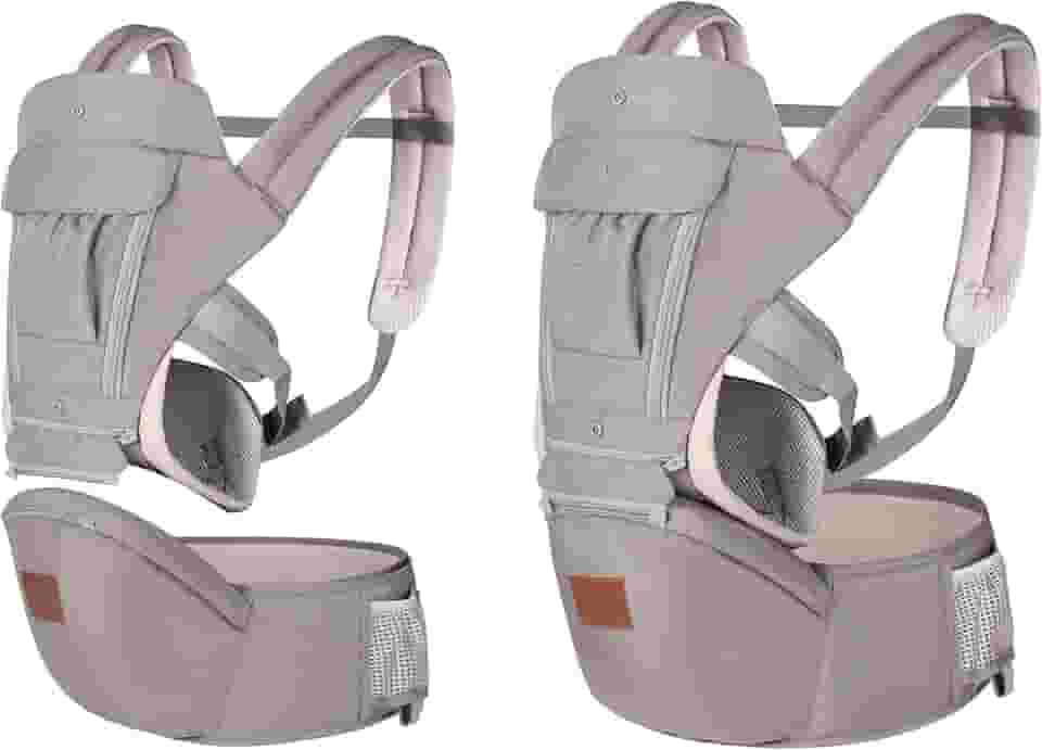 Canguru Ergonômico Bebê 12 Posições Cinza Com Assento 3 Em 1