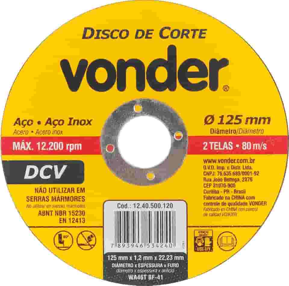 Disco de Corte 125,0x1,2x22,23 Dcv - Vonder