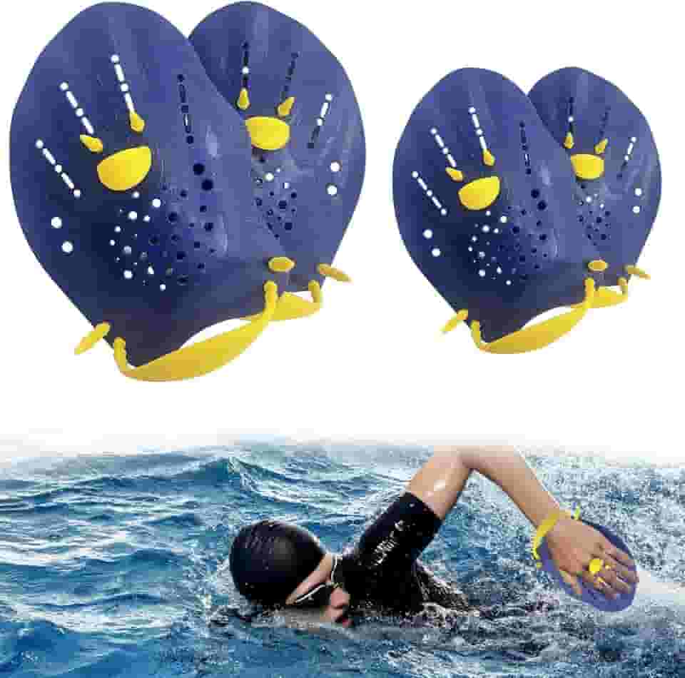 Pás de Natação para Adulto e Júnior (2 Par:P+G), Nadadeiras de Natação para Treinamento de Força e Piscina Acessórios de Natação para Uso Iniciante e Profissional