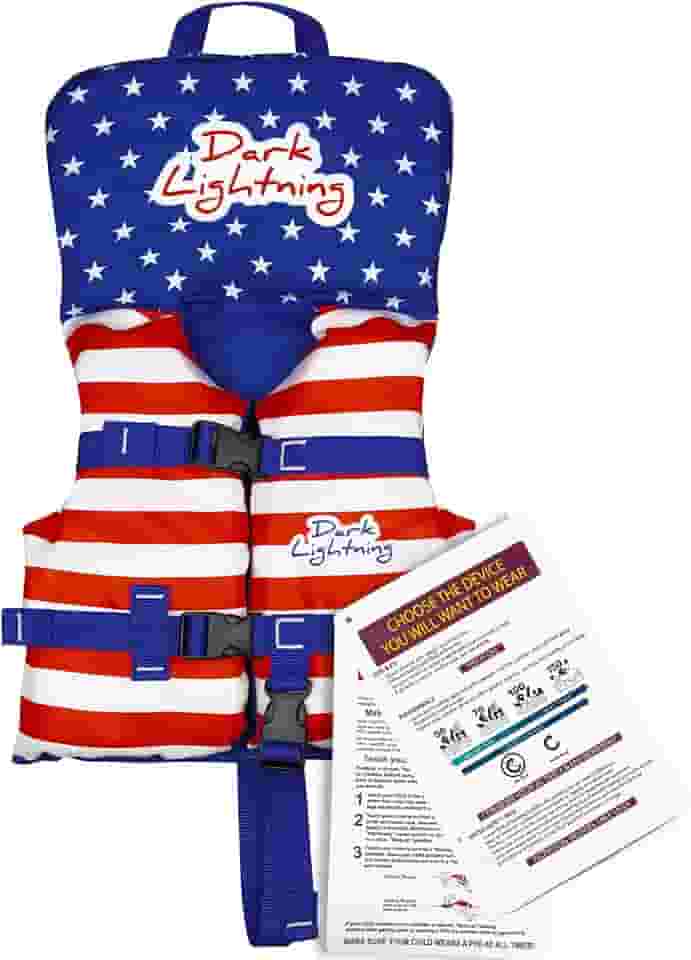 Dark Lightning Colete salva-vidas infantil aprovado pela USCG de 0 a 13,6 kg, colete de natação para bebês de 1 a 3 anos de idade 9 a 13,6 kg, boias infantis para natação na piscina, passeios de barco