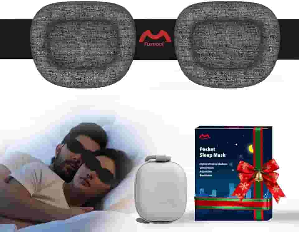 Máscara ocular para dormir para homens e mulheres, design de pressão intraocular 3D, 100% bloqueio de luz, adequada para uso com cpap, caixa de armazenamento de viagem requintada (preto)