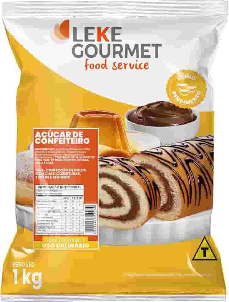 Leke Gourmet – Açúcar Confeiteiro em Pó 1000g | Granulometria Extrafina | Ideal para Glacês, Coberturas e Decorações | Uso Profissional e Confeitaria Artesanal