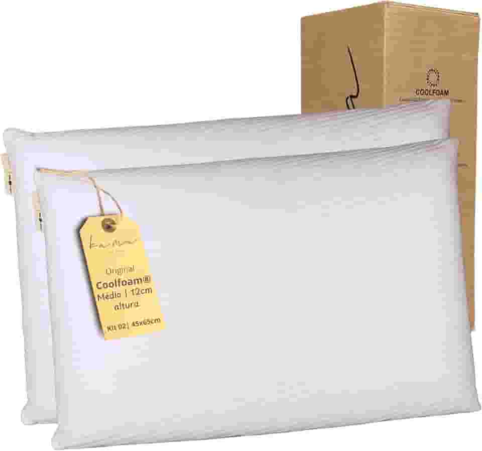 Kama Travesseiro Viscoelástico Premium Original Coolfoam® Classic, Hipoalergênico, Capa Removível (02, Médio 12cm)