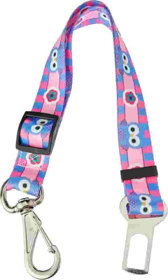 MY PET BRASIL Cintos De Segurança Para Cães 80Cm Regulável Adaptadores De Carro Para Cachorros Guias Pets Transportes Viagem E Passeio Modelo Universal Estampado Corujinha