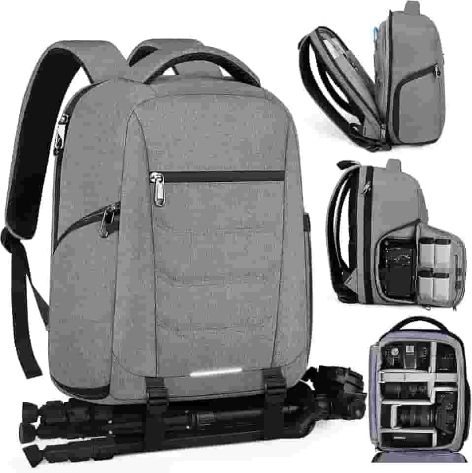 SDYSM Mochila profissional para câmera DSLR SLR sem espelho, impermeável, para laptop, com capa de chuva