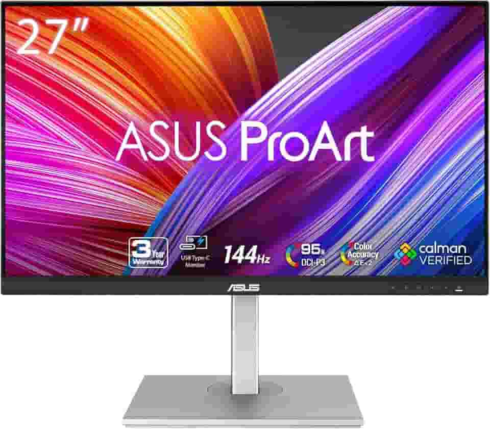 ASUS Monitor profissional ProArt 27 polegadas 1440P (PA278CGV) - IPS, QHD (2560 x 1440), 144Hz, 95% DCI-P3, E < 2, Verificação Calman, USB-C PD 90W, FreeSync Premium, DisplayHDR 400, altura ajustável