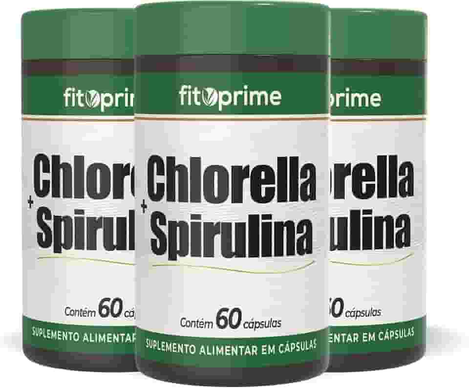 Kit 3x Chlorella + Spirulina 60 Cápsulas Fitoprime