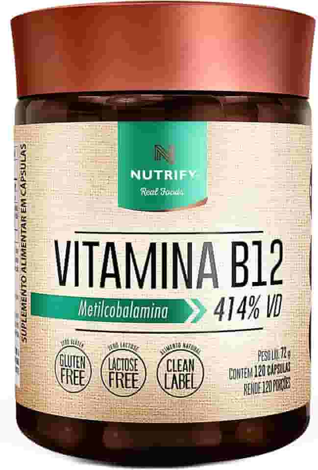 Nutrify Vitamina B12 - Metilcobalamina 414% VD - Multivitamínico - Suplemento Alimentar para Melhorar o Metabolismo Energético - Vegano e Livre de Aditivos Artificiais - 120 Cápsulas