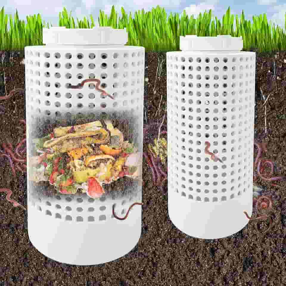 2 Peças de Composteira para Áreas Externas, Kit de Composteira para Minhocário No Solo para Canteiros Elevados Em Casa, Composteira para Fazenda para Jardim, Sistemas de Compostagem Que Reduz