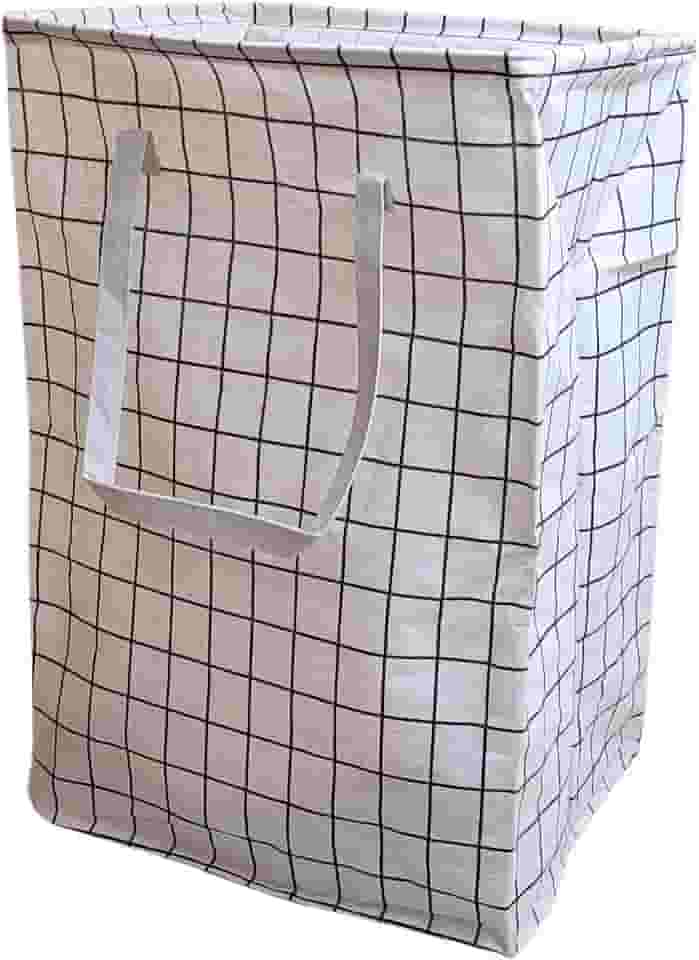 Cesto de Roupa Suja ou Limpa 72 Litros Dobrável Com Alça Tecido Resistente Organizador Lavanderia com Estampa (Quadrados)