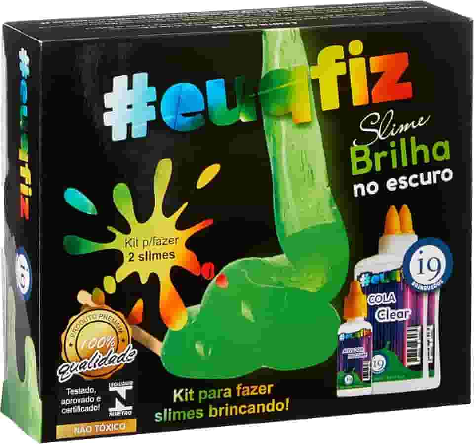 Slime, Kit 2 Brilha no Escuro Slime, Euqfiz, I9 Brinquedos