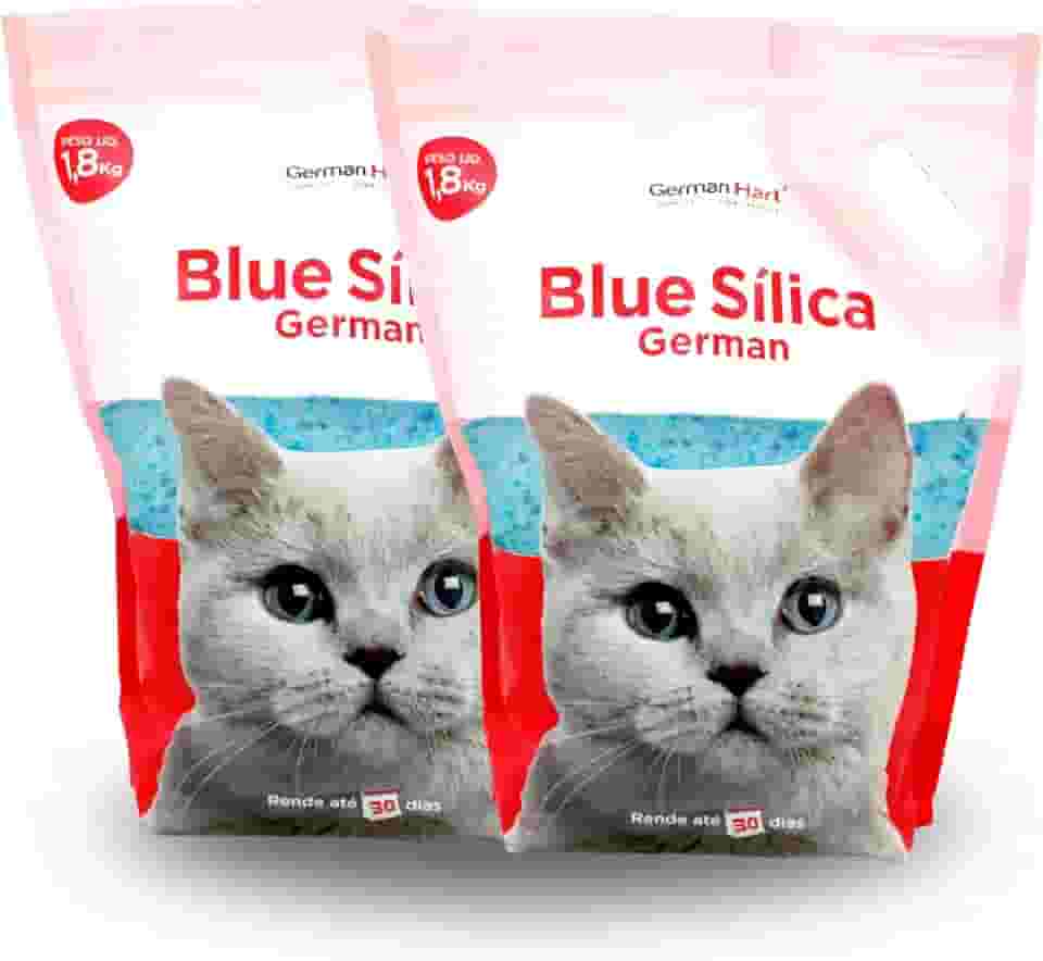 Germanhart Areia Higiênica para Gatos com Cristais de Sílica Azuis, Pack com 2 un, Antiodor e Neutralizante, Alta Durabilidade, 3,7kg