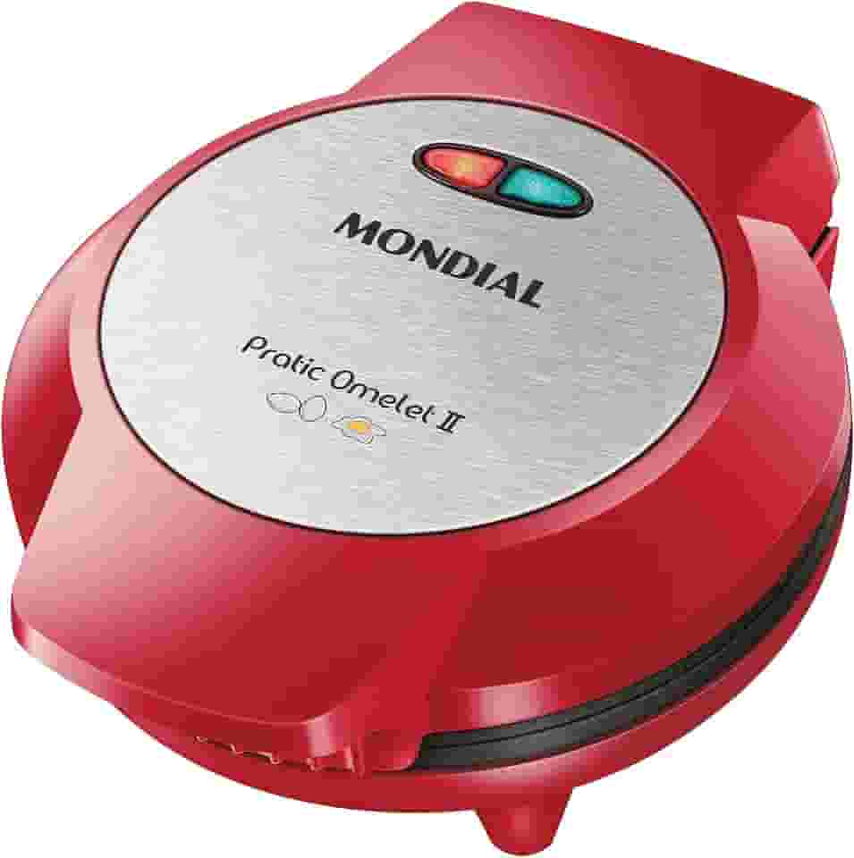 Omeleteira Pratic Omelet II, Mondial, Vermelho/Inox, 800W, 220V - OM-04-RI