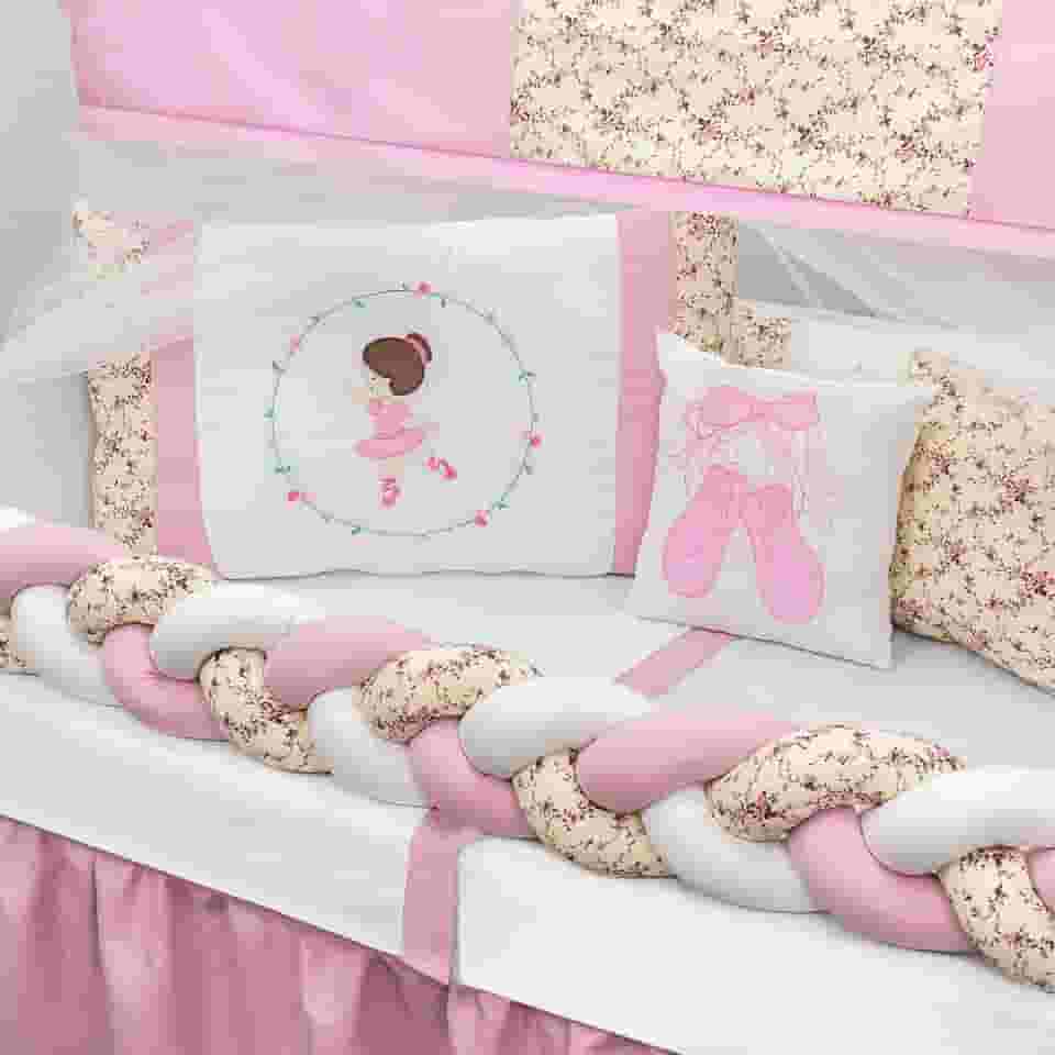 Kit De Berço 12 Peças Americano Completo Tricot Enxoval Estampado Luxo (BAILARINA)