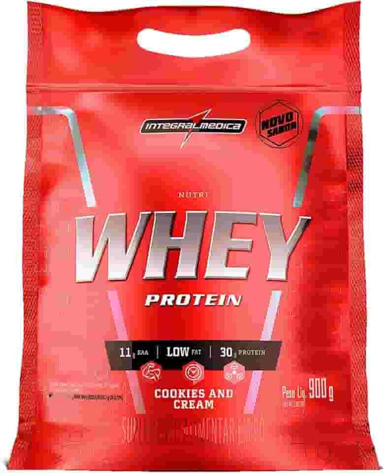 Integralmedica - Hipercalórico - Nutri Whey Protein Cookies & Cream - Pouch 900g - Fonte de Proteínas e Carboidratos - Suplemento Alimentar, Ganho Muscular e Recuperação Pós-Treino - Super Mass Gainer