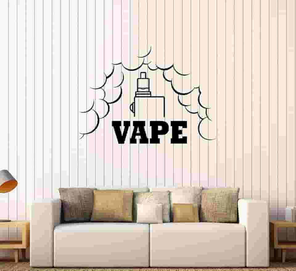 Decalque de parede Vape fumo cigarro narguilé decoração vinil adesivo grande decoração (ed2072) preto