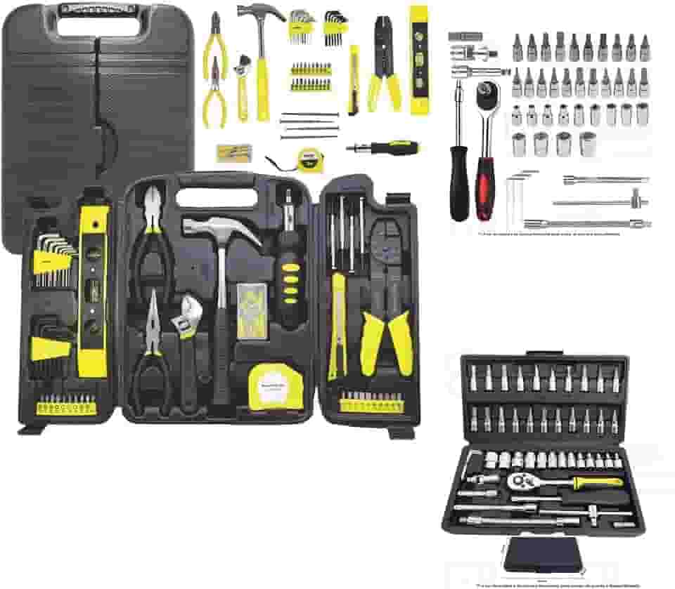 Kit jogo de Ferramentas com Maleta + Kit chave catraca reversível Caixa de Ferramentas Completa