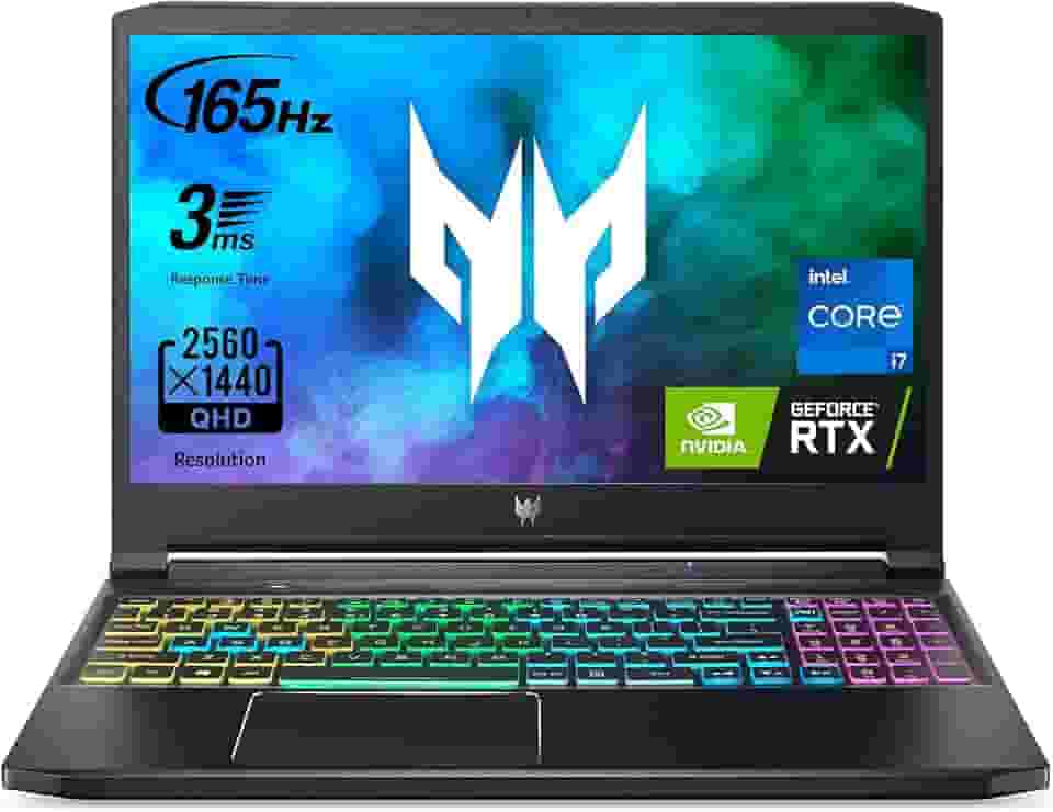 Acer Notebook para jogos Predator Triton 300 PT315-53-70RT | Intel i7-11800H | GPU para laptop NVIDIA GeForce RTX 3060 | Tela IPS de 39.6 cm QHD 165Hz 3ms | DDR4 de 16 GB | SSD de 1 TB | Killer WiFi 6