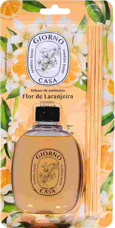 Giorno Casa, Difusor de fragrância para casa perfumada e aromatizada (Aromatizador de varetas), Aroma Flor de Laranjeira, 150ml, Laranja