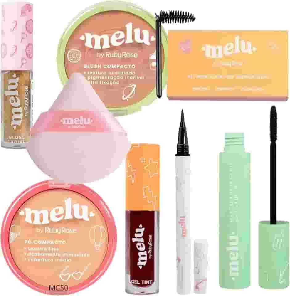 Genérico, Kit Maquiagem com Pó Blush Máscara para Cílios Delineador Melu by Ruby Rose (MC50)