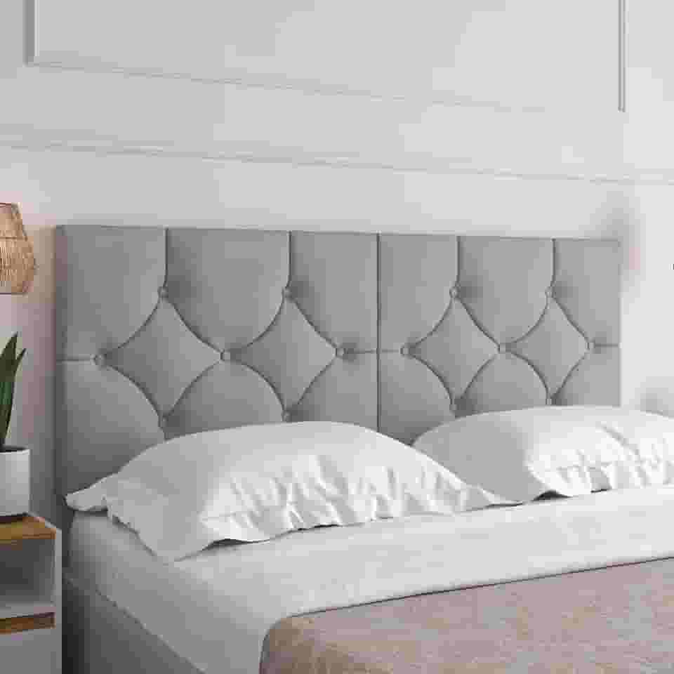 Cabeceira Estofada Luxo Casal Cama Classic 1.60 Queen (Cinza)
