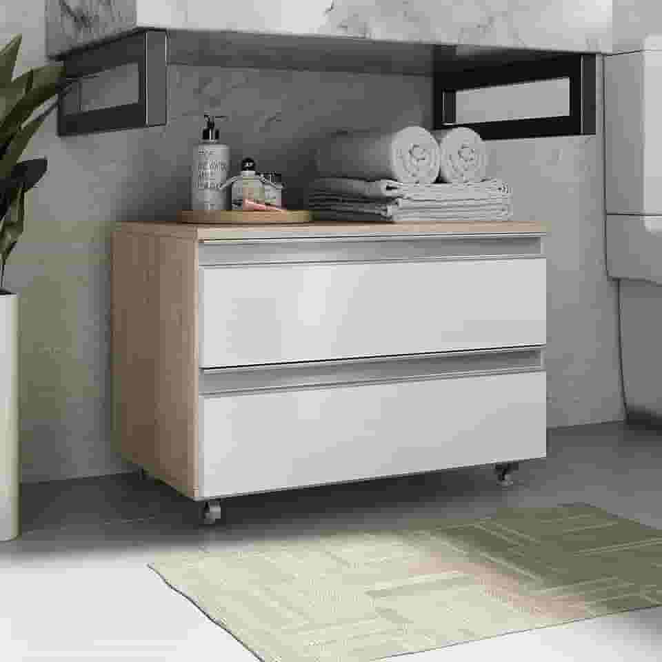 Gabinete Joia 60cm 02 Gavetas Madeirado Branco