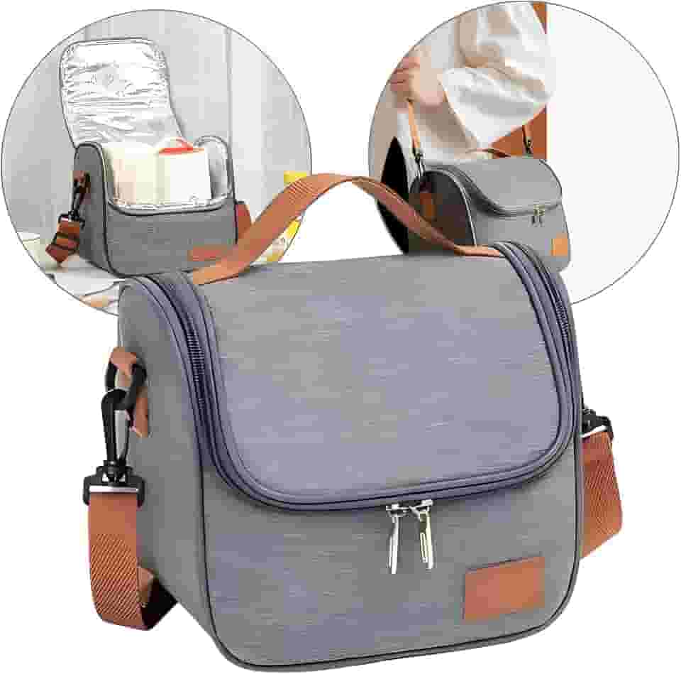 Bolsa Térmica Lancheira com Alça de Ombro para Marmita - Trabalho Academia Escola e Passeios Super Premium (CINZA)